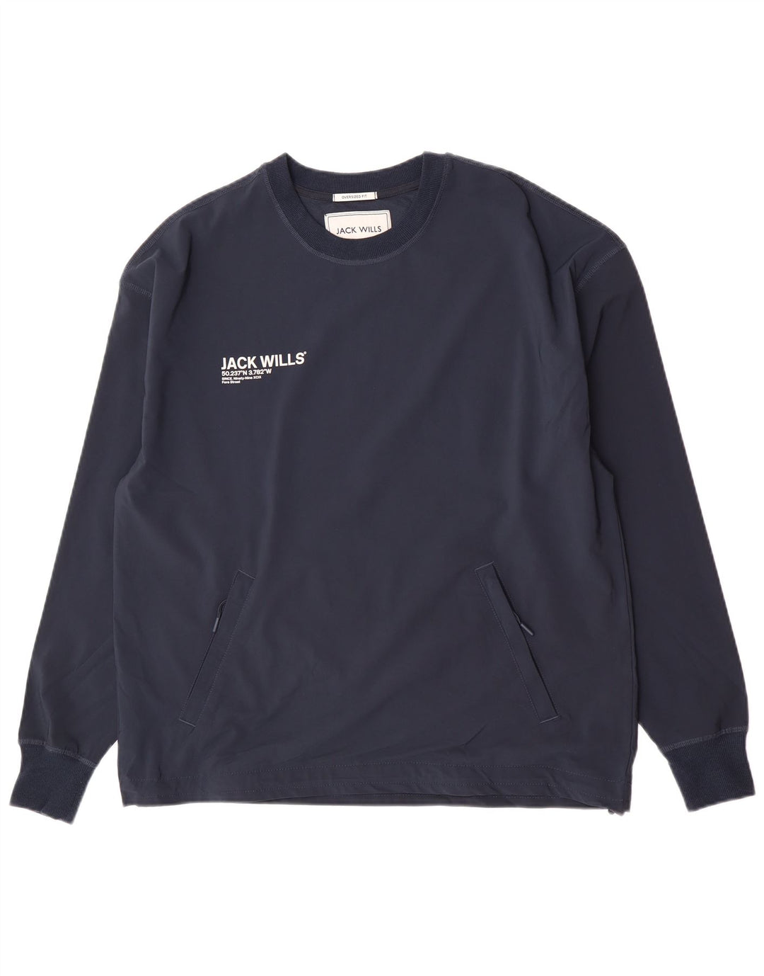 Felpa oversize da uomo Jack Wills, maglione medio, poliestere blu navy