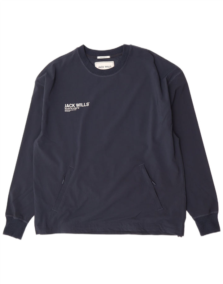 Felpa oversize da uomo Jack Wills, maglione medio, poliestere blu navy