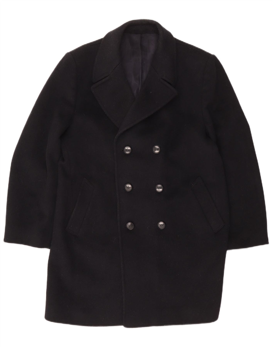 Cappotto doppiopetto da uomo VINTAGE UK 42 XL Lana blu navy