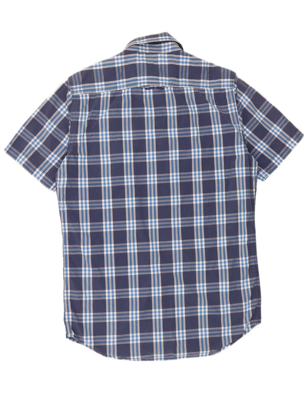 Camicia a maniche corte da uomo SUPERDRY piccola in cotone a quadri blu navy