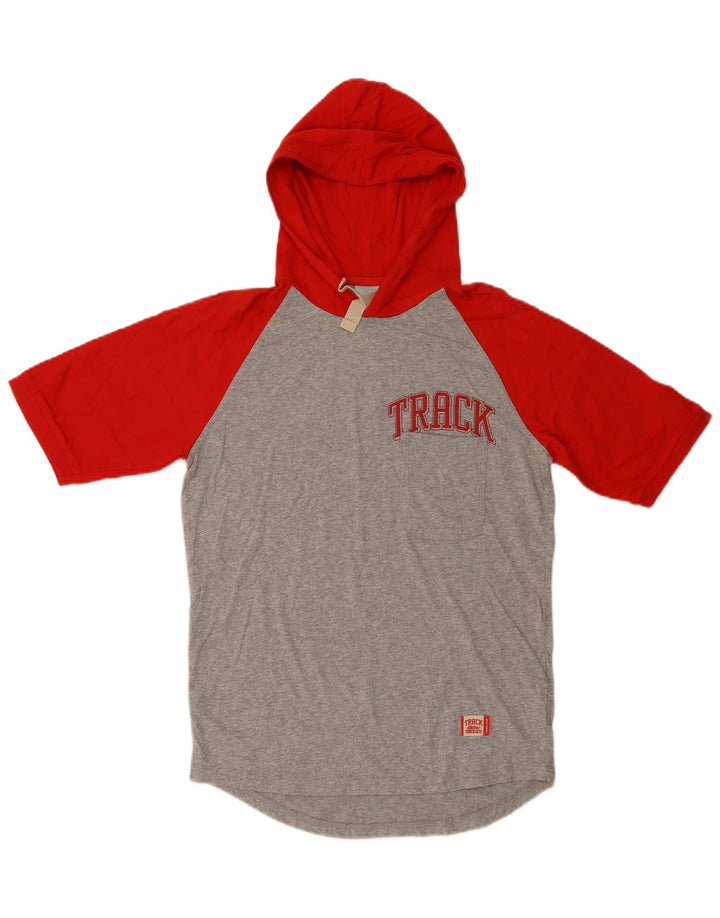 T-shirt grafica con cappuccio Nike da uomo in cotone color block grigio medio