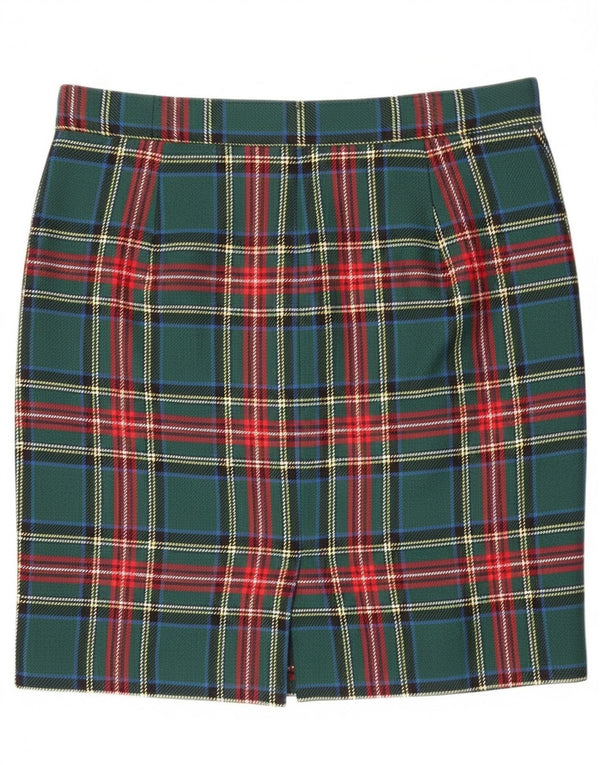 Gonna a tubino vintage da donna W30 scozzese verde medio