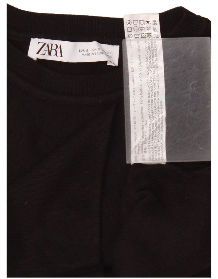 Canotta corta da donna ZARA UK 8 piccola in viscosa nera