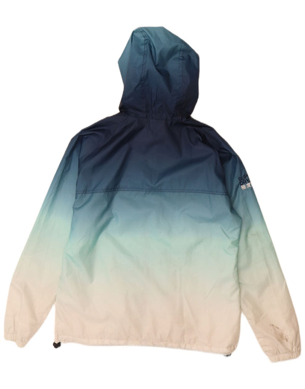 Giacca antipioggia da donna con cappuccio Superdry Windcagoule UK 18 XL Blu Colourblock