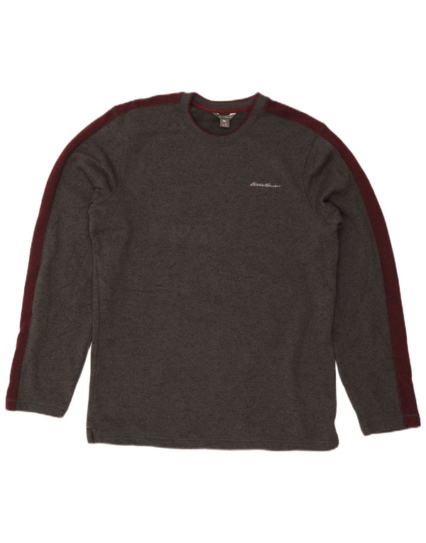 EDDIE BAUER Top alto da uomo a maniche lunghe in poliestere color block grigio grande