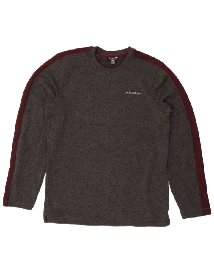 EDDIE BAUER Top alto da uomo a maniche lunghe in poliestere color block grigio grande