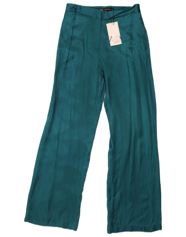 Pantaloni casual a gamba larga da donna Zara piccoli W26 L32 viscosa blu