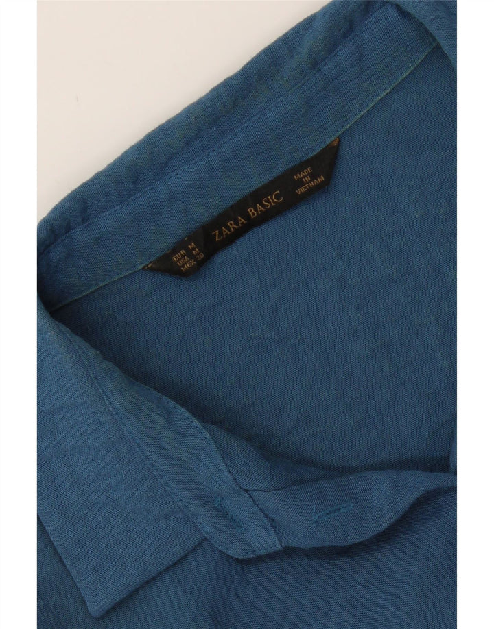 ZARA Womens 3/4 Sleeve Pullover Tunic Dress UK 14 Medium Blue Viscose Vintage Zara and Second-Hand Zara from Messina Hembry 
