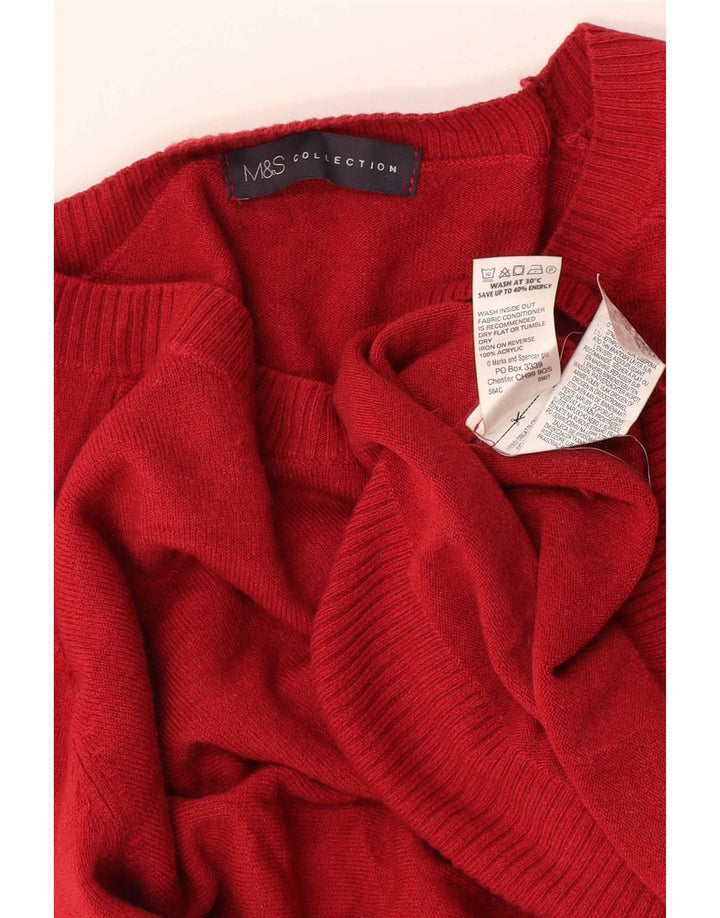 Maglione maglione con scollo a barca da donna Marks & Spencer UK 14 Acrilico rosso medio