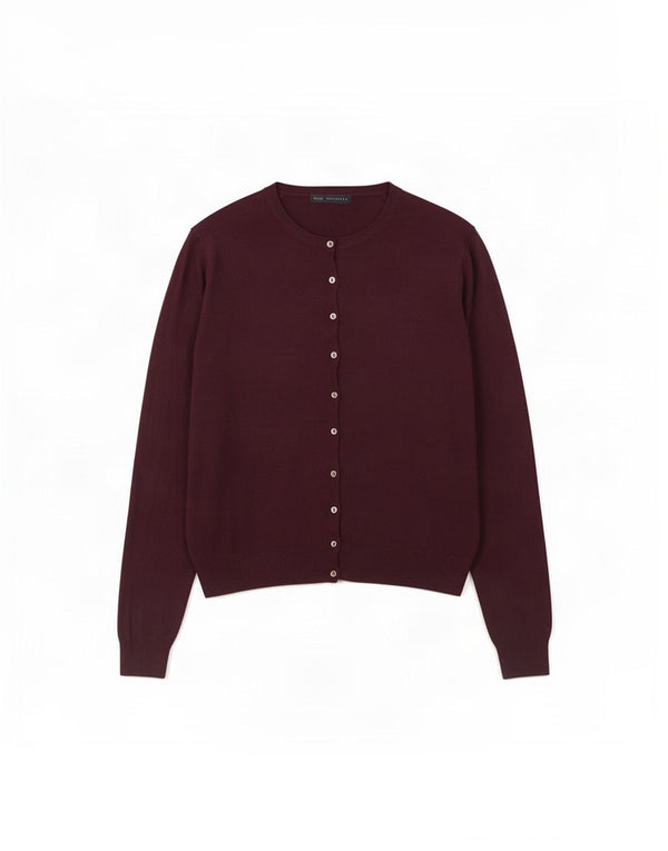 Maglione cardigan da donna Marks & Spencer UK 22 3XL Viscosa bordeaux