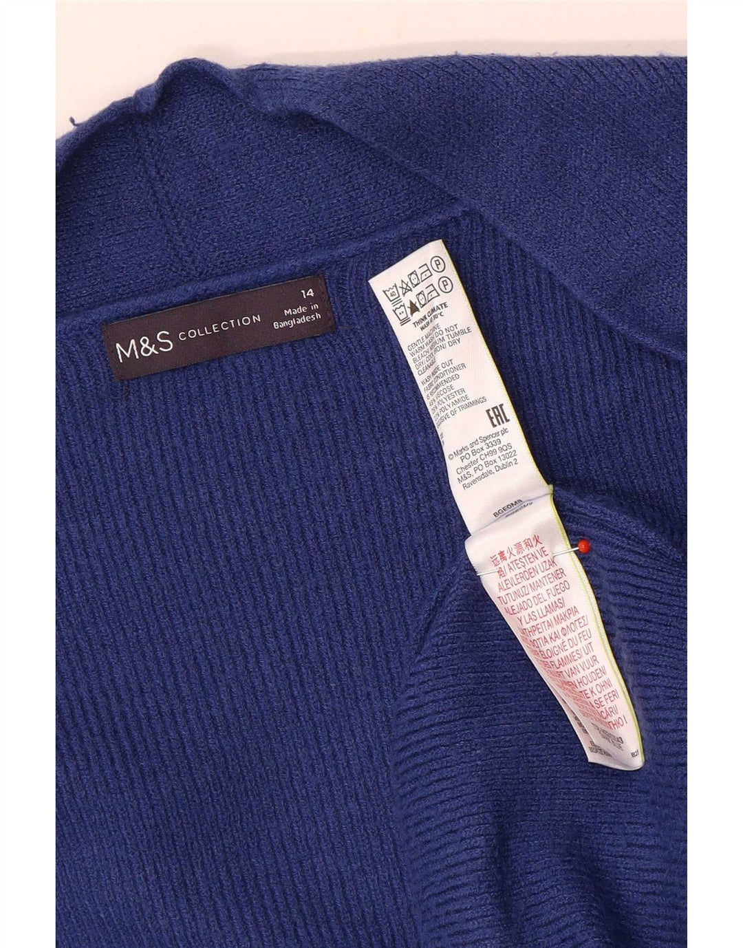 Maglione cardigan aperto lungo da donna Marks & Spencer UK 14 grande blu