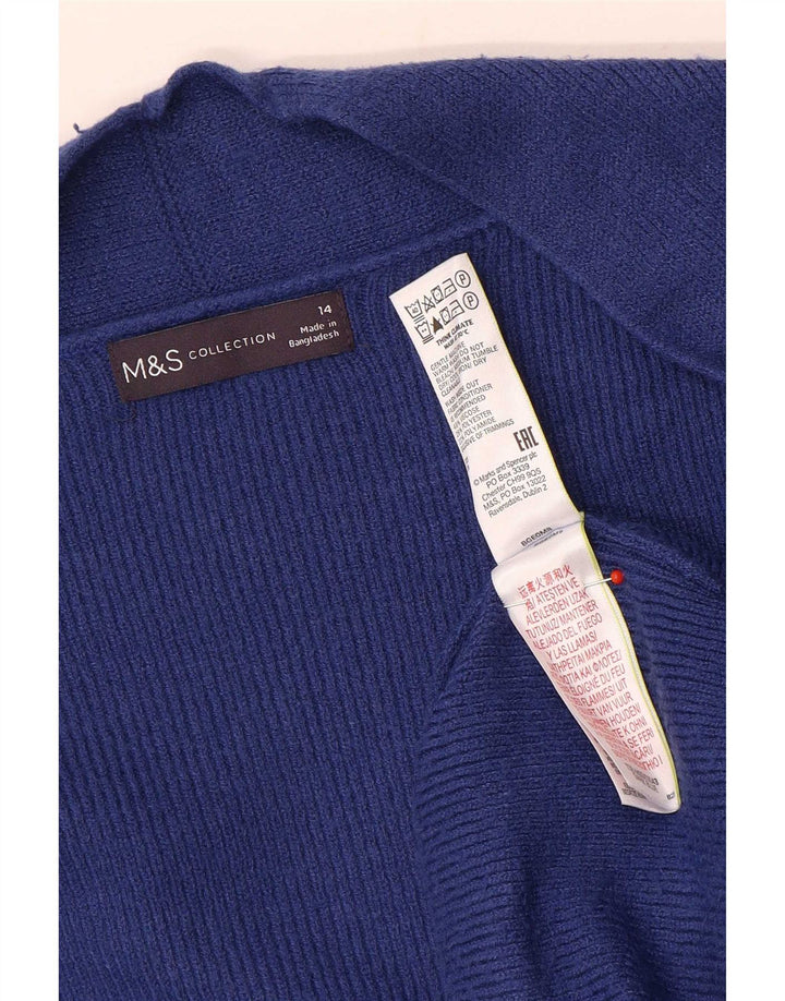 Maglione cardigan aperto lungo da donna Marks & Spencer UK 14 grande blu