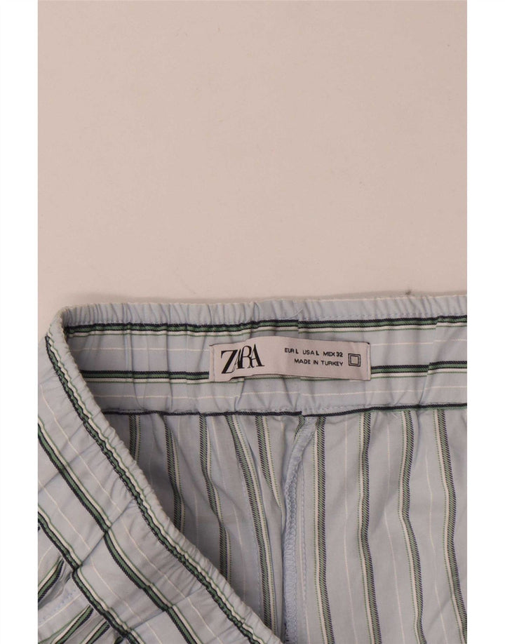 Pantaloncini chino da uomo Zara grandi W32 in cotone a righe blu