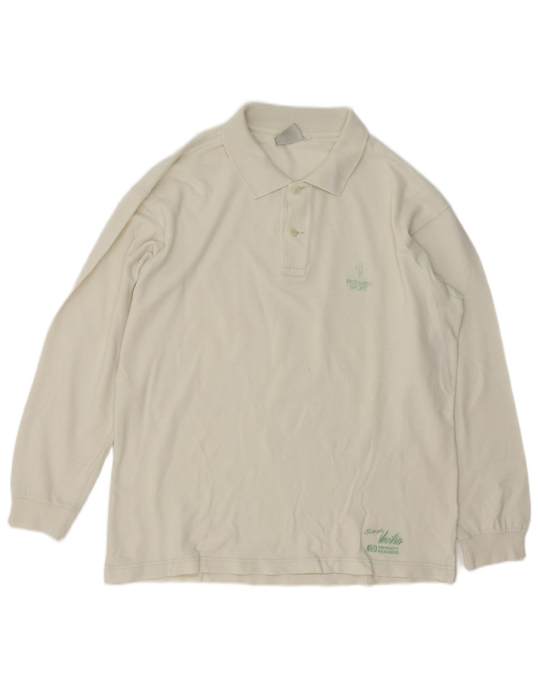 Polo Uomo Trussardi Manica Lunga Large in Cotone Bianco