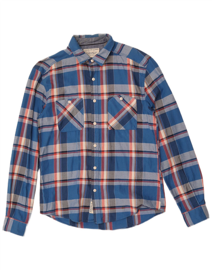 Jack & Jones Camicia da uomo in flanella di cotone a quadri blu grandi