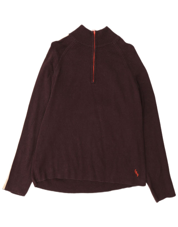 Gap Maglione da uomo con vestibilità regolare e collo con zip, XL, in cotone bordeaux