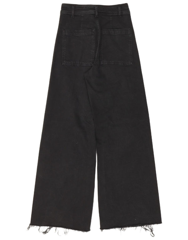 Jeans Zara da donna a gamba larga a vita alta EU 34 2XS W24 L30 cotone nero