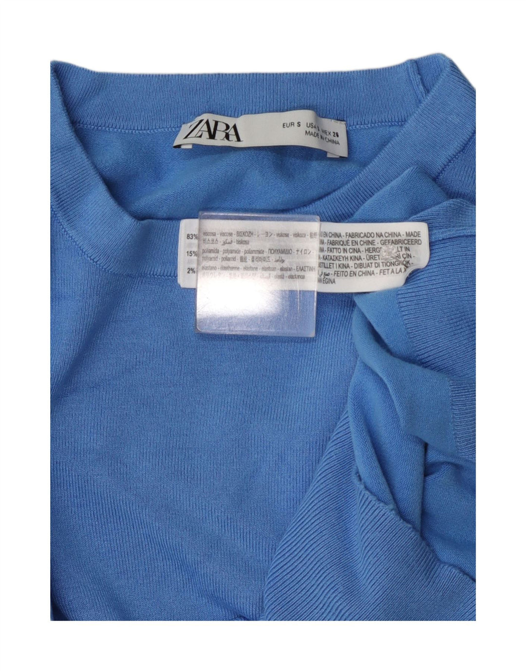Maglione maglione girocollo da donna Zara UK 10 piccolo viscosa blu