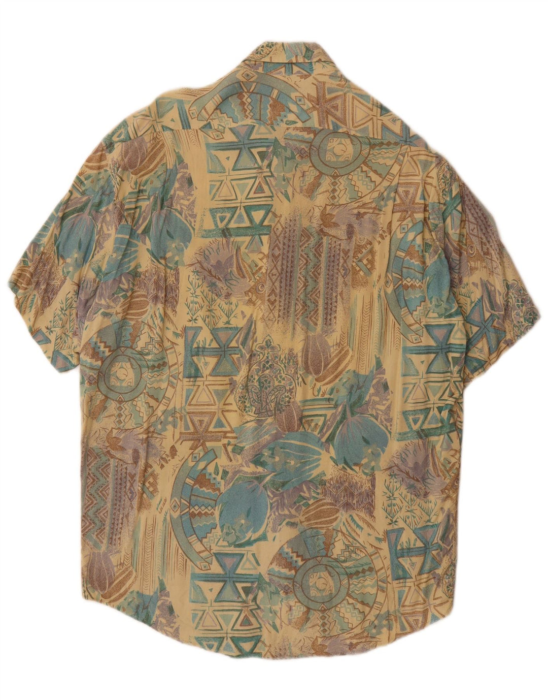 Camicia vintage da uomo a maniche corte grande geometrica multicolore