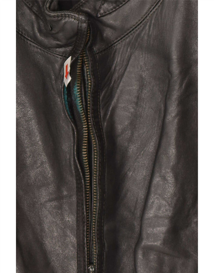 Giacca in pelle da donna Gianni Versace UK 18 XL in pelle nera