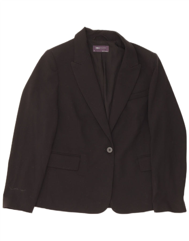 Giacca blazer a 1 bottone Marks & Spencer da donna UK 12 poliestere nero medio
