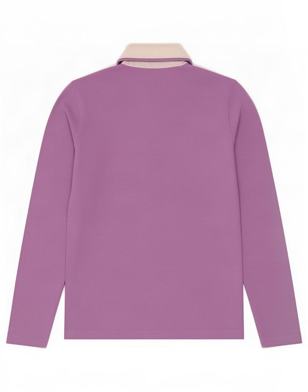 Polo da rugby a maniche lunghe da donna Fred Perry UK 12 cotone viola medio