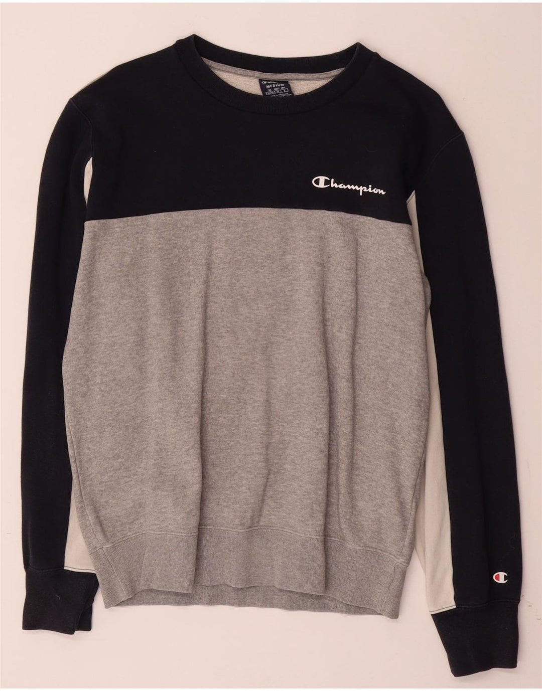 CHAMPION Felpa da uomo Maglione in cotone color block grigio medio