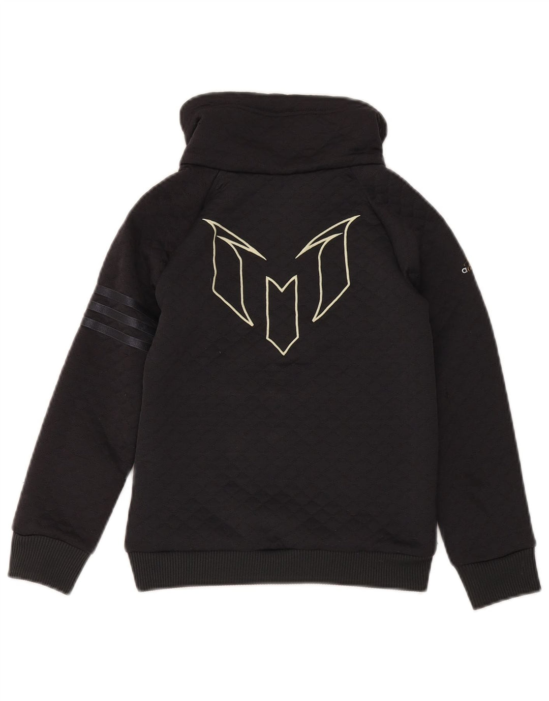 ADIDAS Boys MESSI Zip Neck Sweatshirt Jumper 7-8 Years Navy Blue Polyester