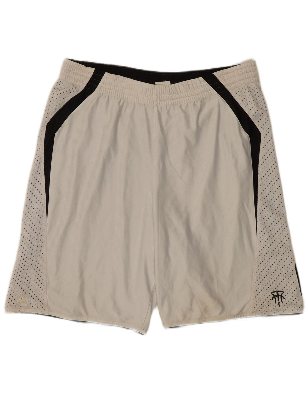 Pantaloncini sportivi Adidas da uomo in poliestere color block bianco medio