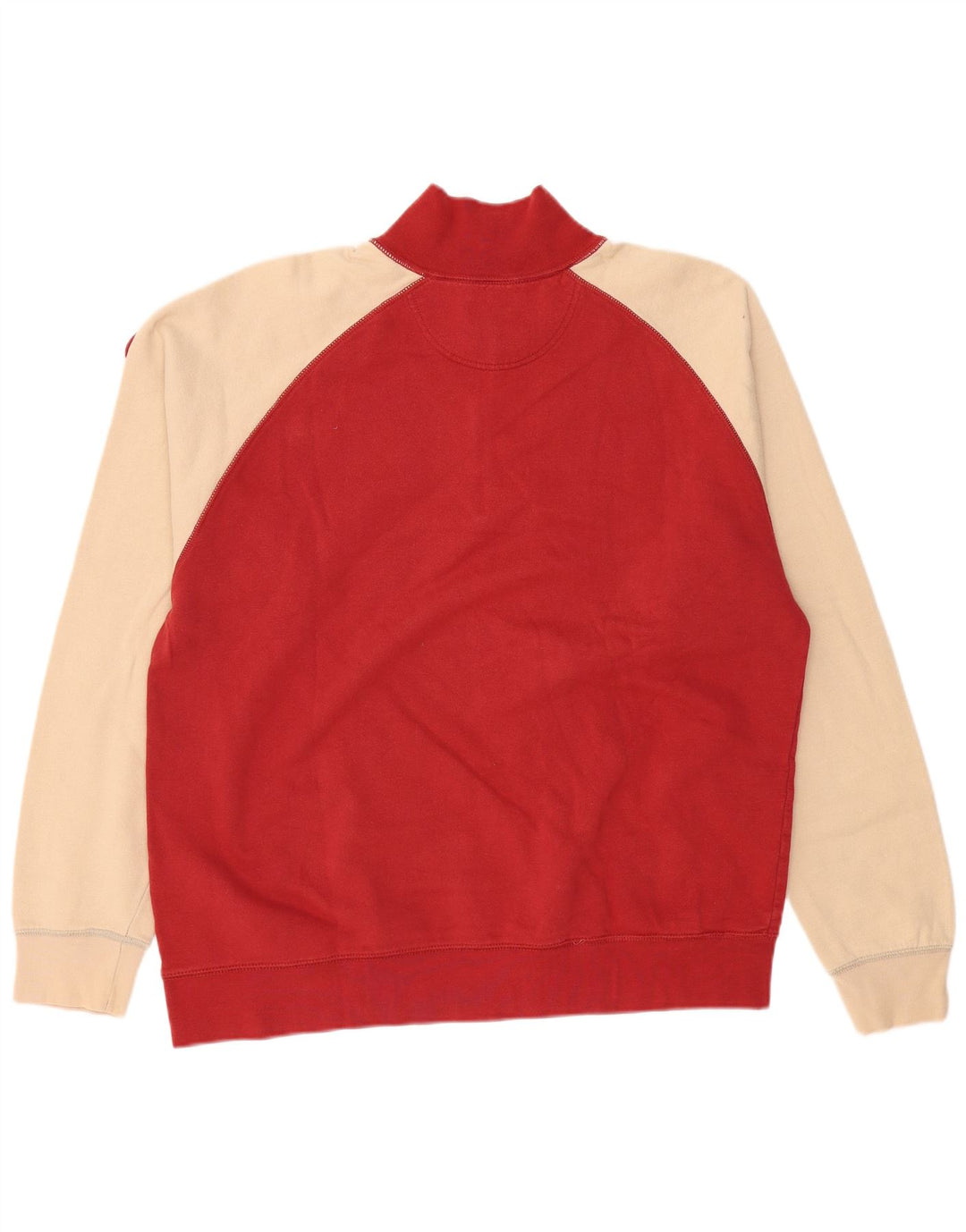 Felpa ASICS da uomo con zip e collo, maglione 2XL, cotone color block rosso