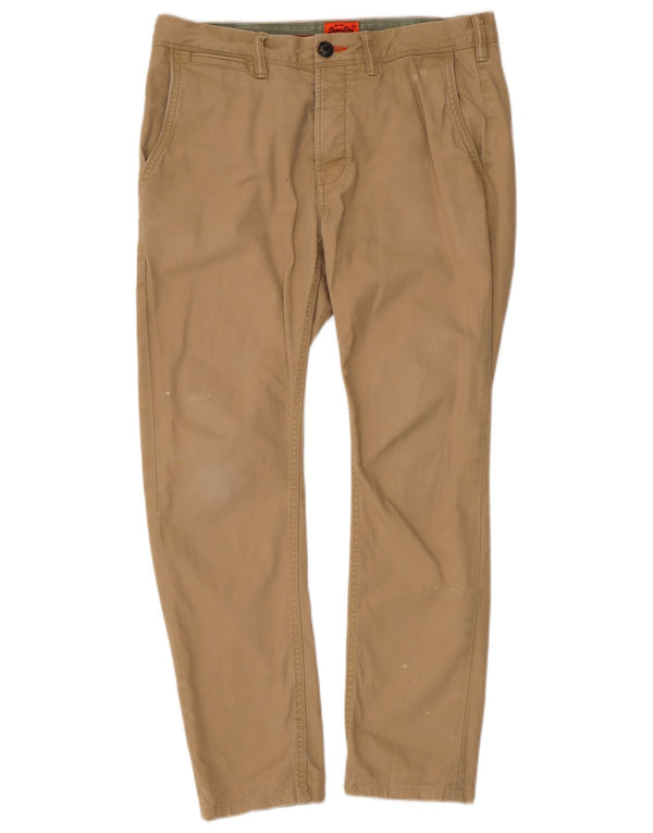 Pantaloni chino slim da uomo Superdry piccoli W34 L27 cotone beige