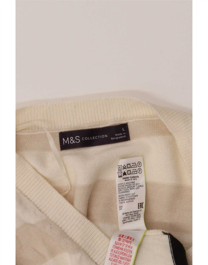 Maglione maglione con scollo a V da donna Marks & Spencer UK 16 grande multicolore