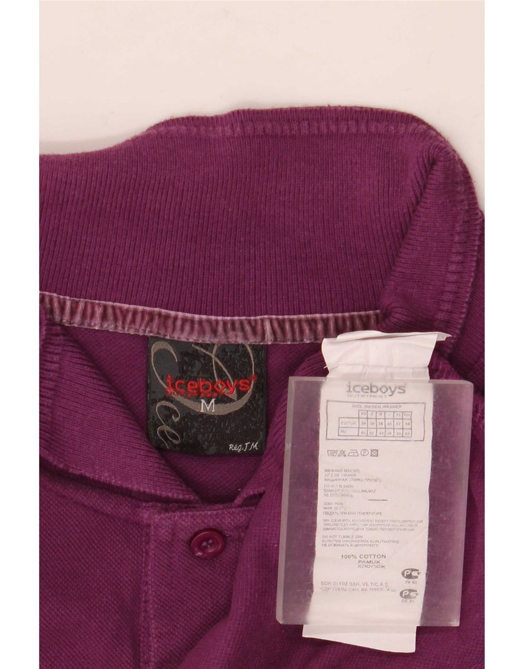 Polo vintage da uomo in cotone viola medio