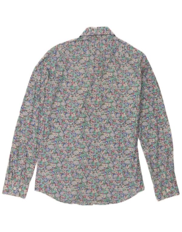 Camicia da uomo vintage taglia 39/40 in cotone floreale multicolore medio