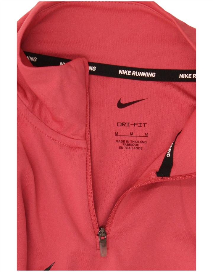 Felpa da donna con collo con zip grafica Dri Fit NIKE, maglione UK 14, rosa medio
