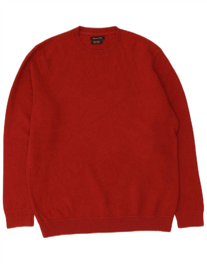 Maglione maglione girocollo da uomo Massimo Dutti in cotone bordeaux medio