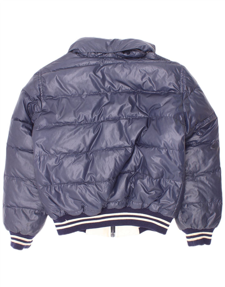 Giacca imbottita reversibile con cappuccio Fay per bambini 7-8 anni a righe blu navy