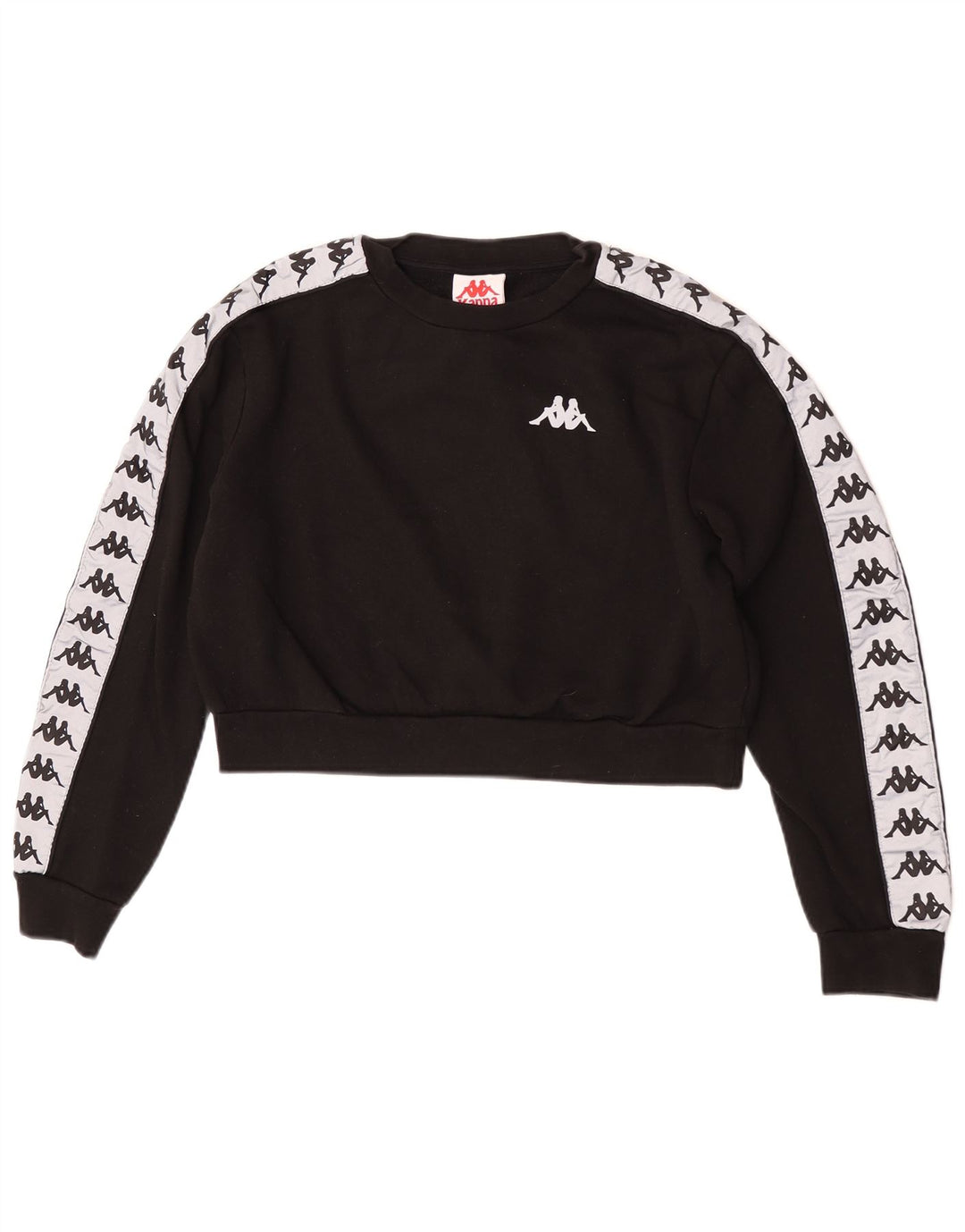 Felpa corta oversize da donna Kappa, maglione UK 10 Small Black Colourblock