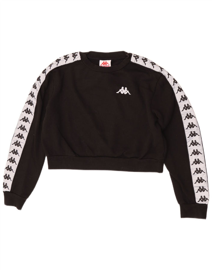 Felpa corta oversize da donna Kappa, maglione UK 10 Small Black Colourblock