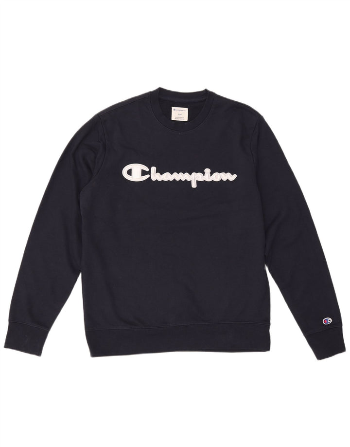 CHAMPION Felpa con grafica da uomo Maglione medio in cotone blu navy