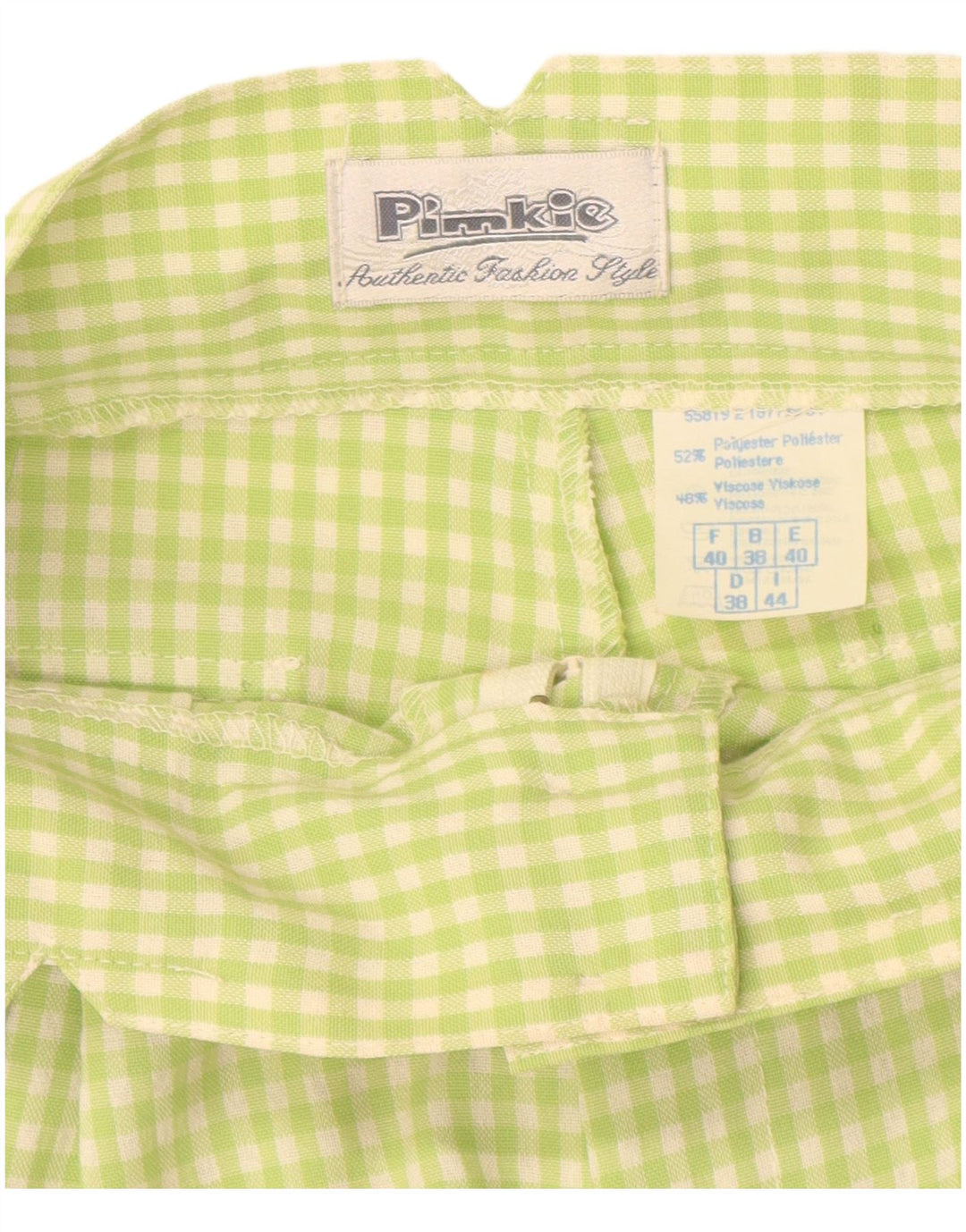 Pantaloncini chino a vita alta da donna PIMKIE IT 44 medi W26 verde a quadretti