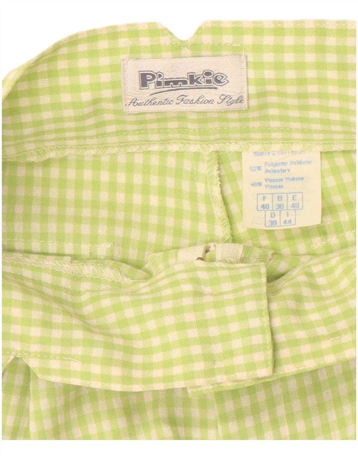 Pantaloncini chino a vita alta da donna PIMKIE IT 44 medi W26 verde a quadretti