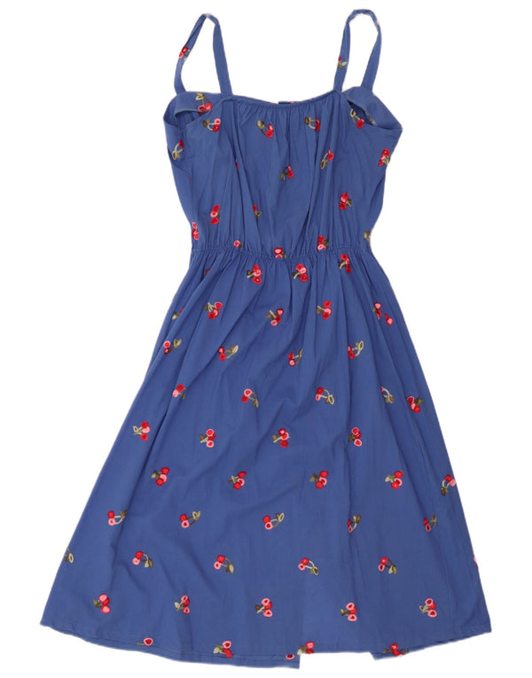 Abito a trapezio senza maniche con grafica vintage da donna UK 14 Blu medio
