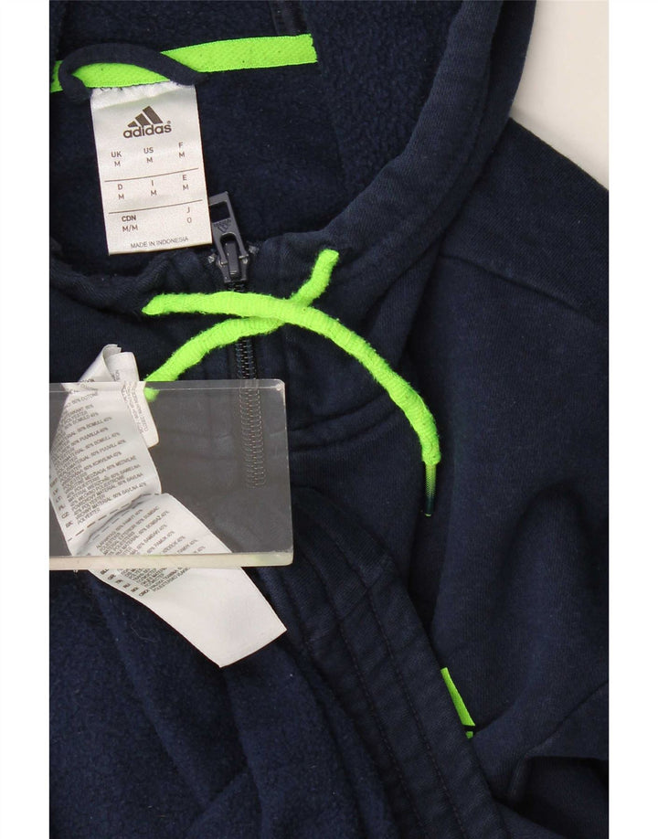 Maglione con cappuccio e zip da uomo Adidas in cotone blu navy medio