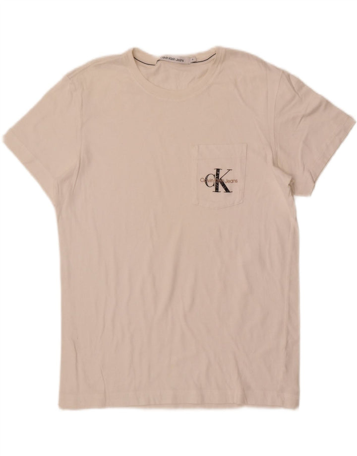 Maglietta grafica da uomo Calvin Klein Jeans Top medio bianco sporco
