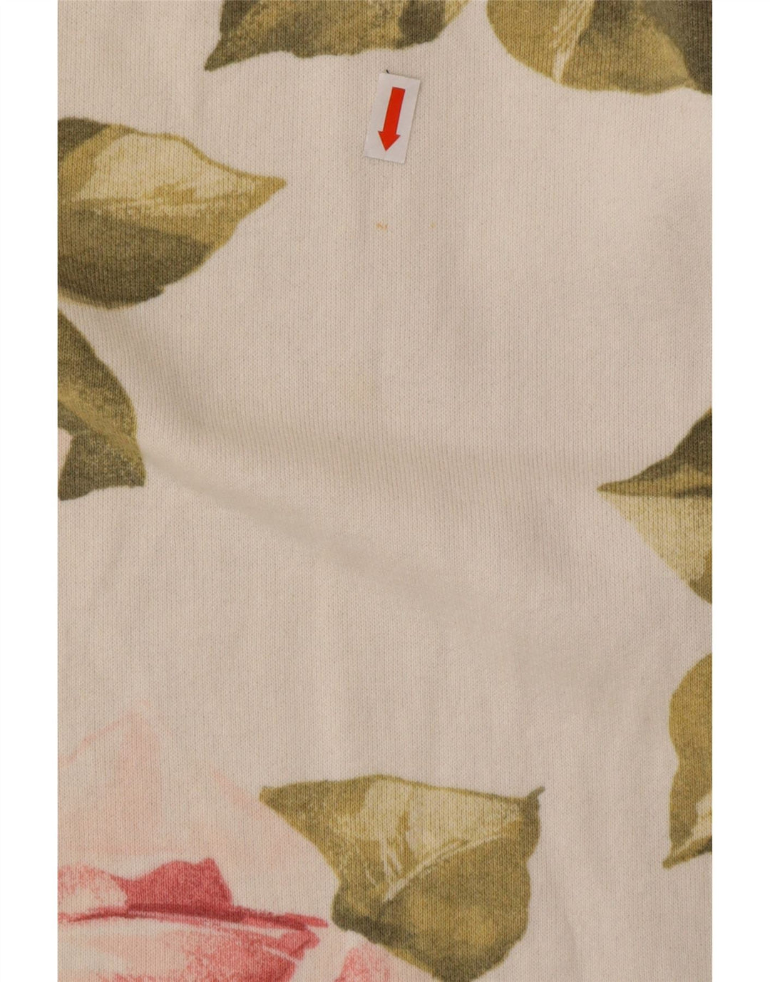 Top da donna VINTAGE a maniche lunghe UK 16 grande cotone floreale bianco sporco