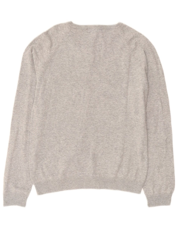Maglione cardigan da donna Zara UK 16 grande cotone chiazzato grigio