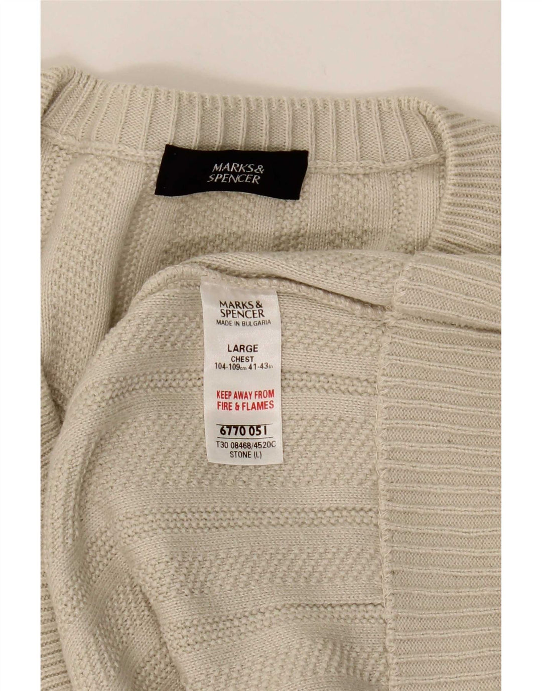 Maglione da uomo con scollo a V Marks & Spencer grande acrilico beige