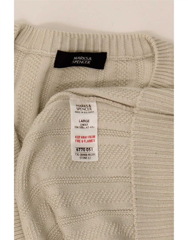 Maglione da uomo con scollo a V Marks & Spencer grande acrilico beige