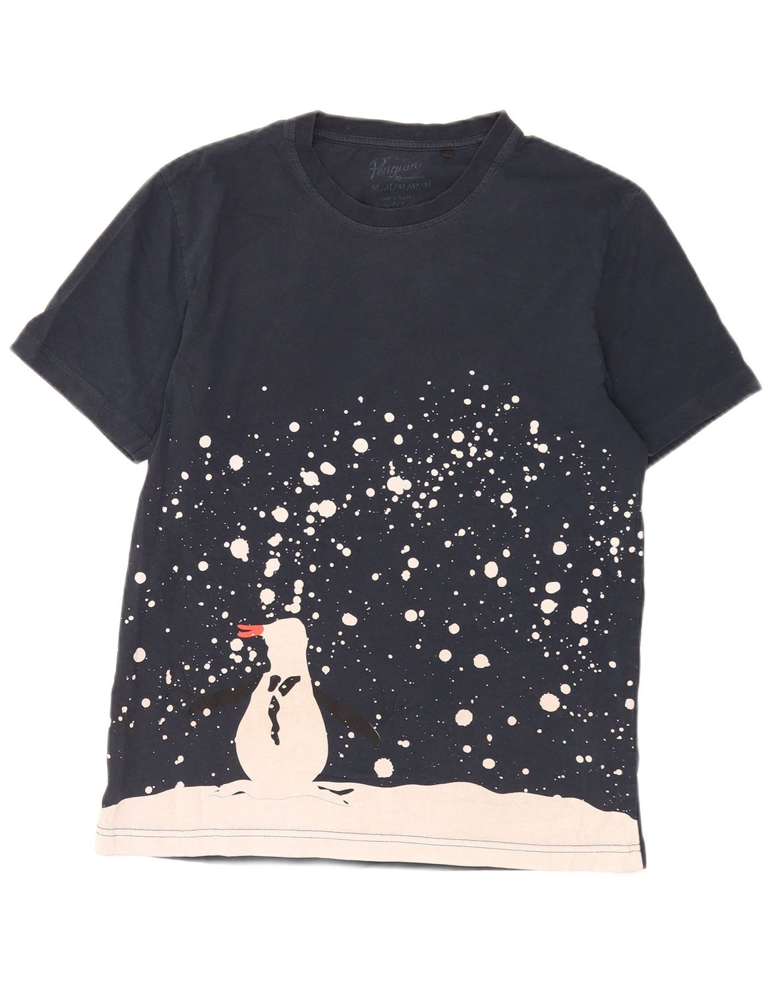 T-shirt grafica da uomo Penguin Top in cotone color block medio blu navy